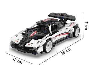 Klocki CADA. Samochód sportowy wyścigowy biały Z-Wind Sports Car Auto z napędem pull back 321 elementów
