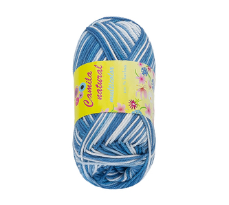 Příze CAMILA multicolor - bílá, modrá - 50g / 125 m