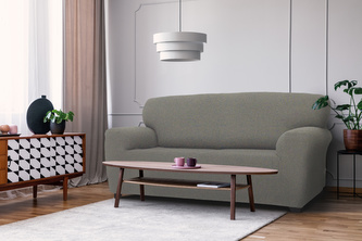 Potah na sedačku multielastický, Denia, světle šedý trojkřeslo 180 - 220 cm