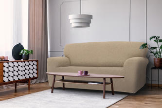 Potah na sedačku multielastický, Denia, smetanový dvojkřeslo 140 x 180 cm