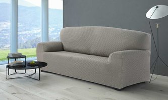 Potah na sedačku multielastický, dezén MARTIN, světle šedý dvojkřeslo 140 x 180 cm