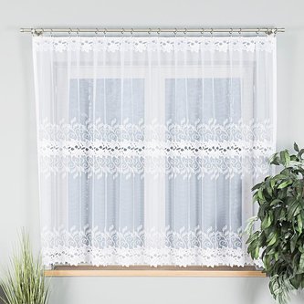 Dekorační krátká vzorovaná záclona na žabky BASTIA 160 bílá 270x160 cm MyBestHome