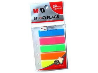 Zakładki indeksujące fluo 5 kolorów 25szt M&G;