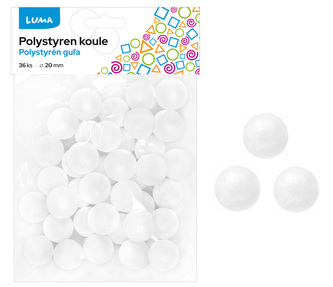 Polystyren - Koule  20mm, 36ks LUMA