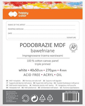 Podobrazie bawełniane 40x50cm białe HAPPY COLOR