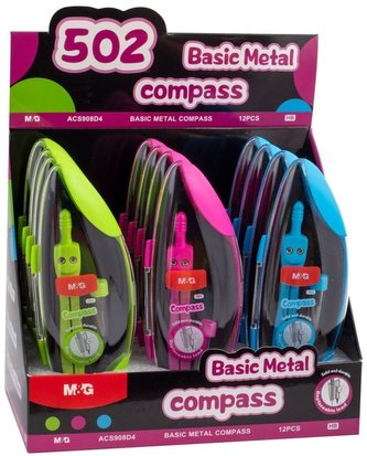 Cyrkiel szkolny metalowy 35cm mix M&G;