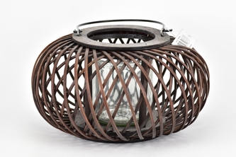 Proutěná lucerna Lena 17x27 cm, hnědá II. jakost