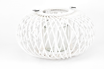 Proutěná lucerna Lena 20x32 cm, bílá II. jakost