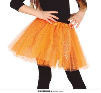 Dětská tylová sukně Tutu oranžová s flitry 30 cm