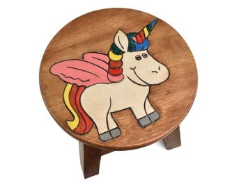 Stolička dřevěná dekor jednorožec s křídly