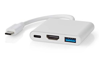 NEDIS USB 3.2 Gen 1 adaptér/ USB-C zástrčka - USB-A zásuvka - USB-C zásuvka/ výstup HDMI/ bílý/ box/ 10 cm