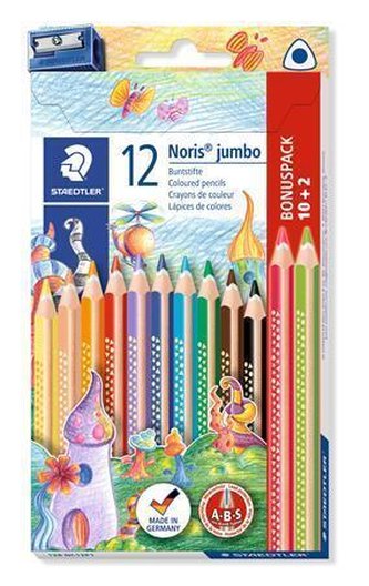 Sada pastelek "Noris Jumbo", trojúhelníkový tvar, s ořezávátkem, 10+2, STAEDTLER
