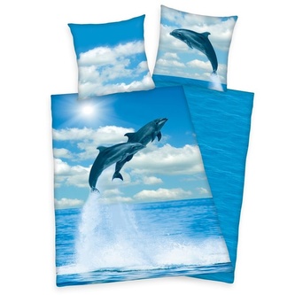 HERDING Povlečení Delfíni  Bavlna, 140/200, 70/90 cm