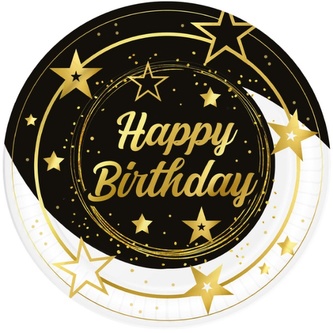 Papírové talíře Happy Birthday - Stars - 23 cm, 6 ks