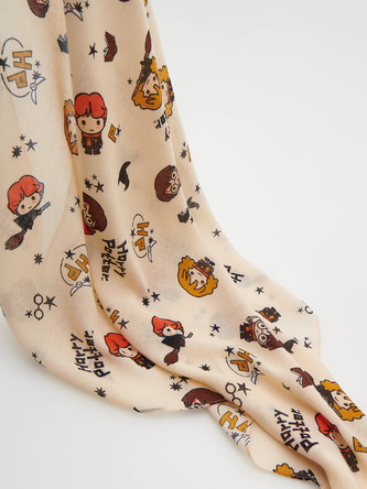 Šál s postavičkami, béžový, Harry Potter