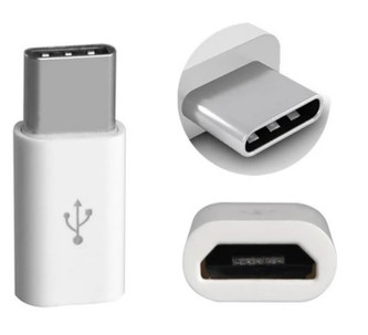 Adaptér microUSB - microUSB typ C bílý pro nabíječky a datové kabely