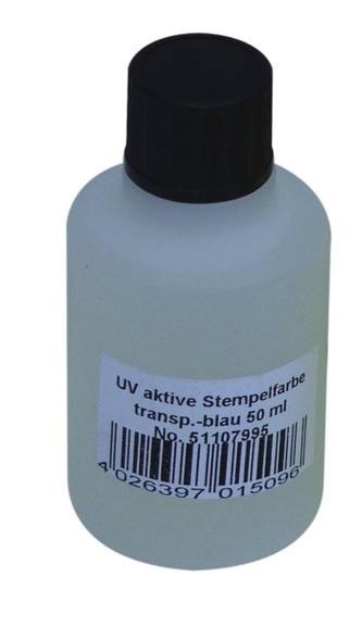 Eurolite UV aktivní razítkovací barva, transparentní modrá, 50ml