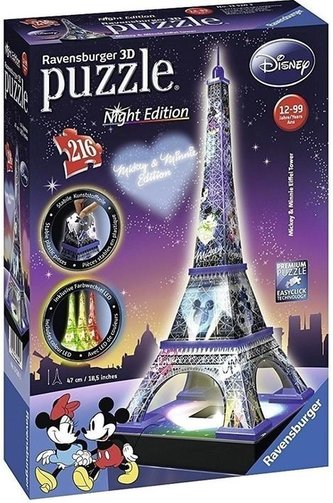Puzzle 3D Budynki Nocą Wieża Eiffla Disney