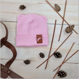 Dvouvrstvá žebrovaná čepička s oušky Z&Z, růžová; 56/62 (0-3m)