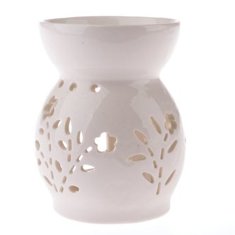 Porcelánová aromalampa s květy, bílá, 1/48