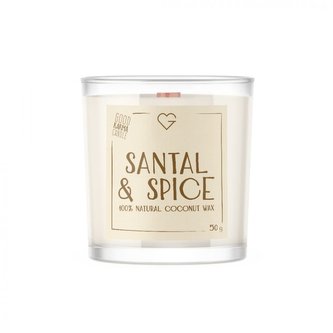 Svíčka s dřevěným praskajícím knotem – Santal & Spice 50 g