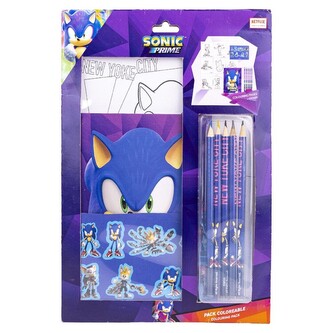 Kreativní set Sonic Prime|Ježek Sonic (omalovánky, pastelky, samolepky, blok|22 x 32 cm)