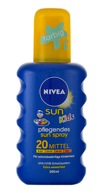 Nivea Dětský barevný sprej na opalování SPF 20 Sun Kids (Caring Sun Spray) 200 ml child