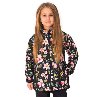 Dětská jarní softshellová bunda DUO Spring flowers; Barva: černá; Velikost: 92