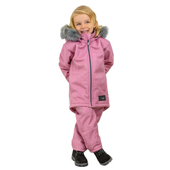 Dívčí zimní softshellový kabát s beránkem Antique pink; Barva: antique pink; Velikost: 122