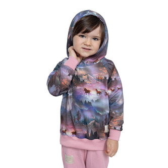 Dětská mikina s kapucí Horses; Barva: růžová; Velikost: 122 - 128