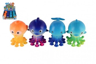 Zvířátko mořské antistresové mačkací s přísavkami silikon 9x6cm 4 druhy 1 kus