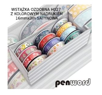 Wstążka ozdobna satynowa nadruk 16mmx3m (12szt)