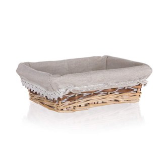 HOME DECOR Košík proutěný DUO 21 x 16 x 6,5 cm, obdélník, hnědobílý