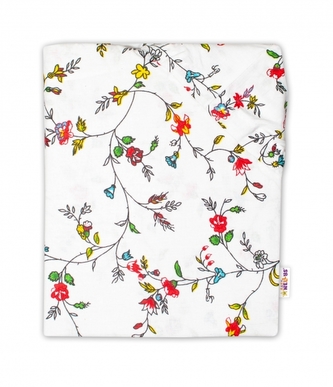 Baby Nellys Bavlněné prostěradlo - Luční kvítky, bílé, roz. 140x70cm; 140x70