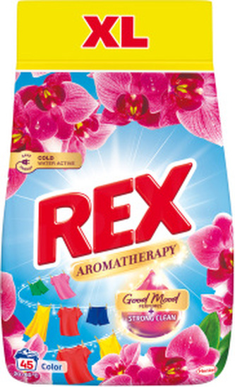 REX prací prášek Aromatherapy Orchid Color 45 praní, 2,475kg