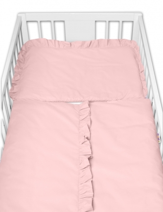 2-dílné bavlněné povlečení s volánkem SOFT, Baby Nellys, pudrově růžové; 120x90