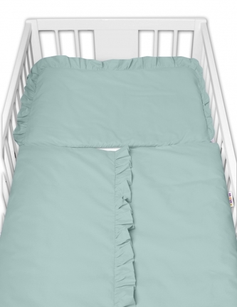 2-dílné bavlněné povlečení s volánkem SOFT, Baby Nellys, mint, vavřínová; 120x90