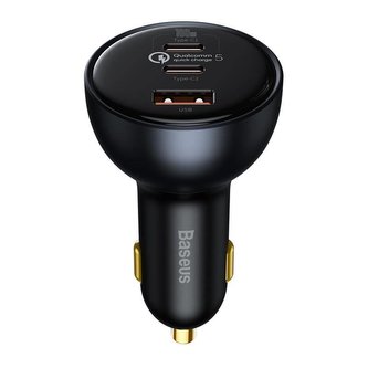Nabíječka do auta Baseus 1x USB-A 2x USB-C Quick Charge 5 160W šedá + kabel USB-C
