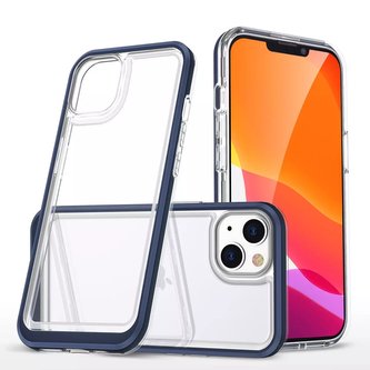 Průhledné pouzdro 3v1 pro iPhone 13 s modrým rámečkem gelový kryt