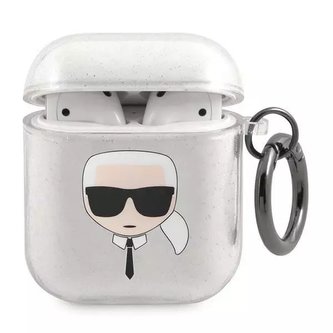 Karl Lagerfeld KLA2UKHGS kryt AirPods srebrny/stříbrný Glitter Karl`s Head