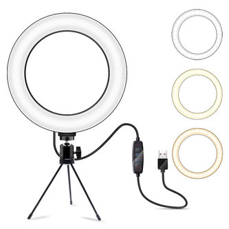 LED kruhová lampa 16cm osvětlení stojanu na stativ pro selfie make-up fotografie