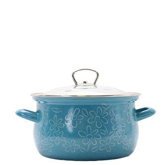 hrnec+PO d18 sklo tyrkys, KVĚTY, PREMIUM, 2,6l, smalt