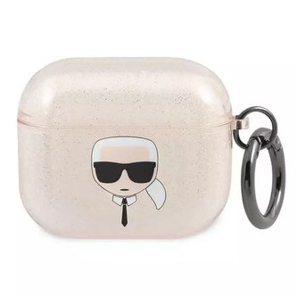 Karl Lagerfeld KLA3UKHGD kryt AirPods 3 złoty/zlatý Glitter Karl`s Head