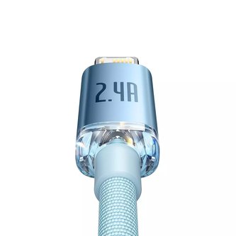 Baseus Crystal Shine Series kabel USB - Lightning 2,4A 20W 1,2 m niebieski (CAJY001103)