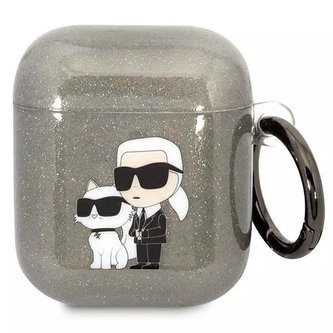 Karl Lagerfeld ochranné pouzdro pro Airpods 1/2 kryt black/black Gliter Karl