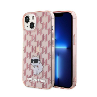 Karl Lagerfeld Monogram Choupette - pouzdro pro iPhone 15 (růžové)
