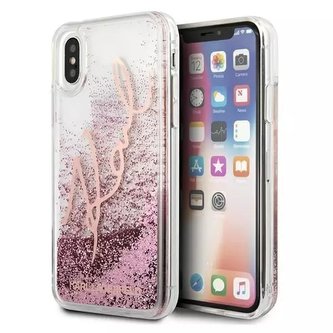 Karl Lagerfeld KLHCPXTRKSRG iPhone X / Xs růžové zlato / růžové zlato Glitter Signature