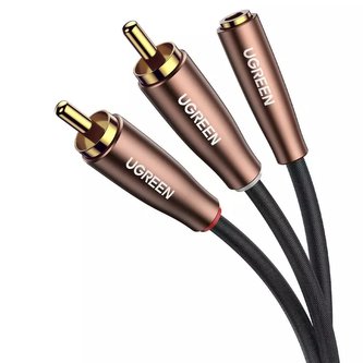 Kabel UGREEN audio kabel 3,5 mm mini jack (samice) - 2RCA (samec) 2m hnědý (AV198 50131)
