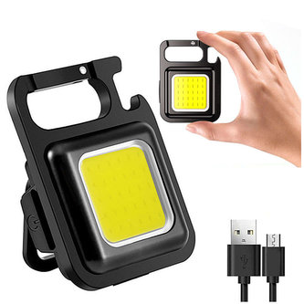 Minimagnetická svítilna s kapesním otvírákem, 3 režimy, klip na klíče USB-C kabel