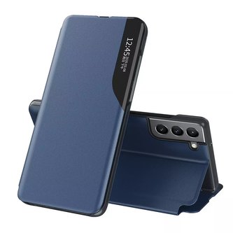 Elegantní flipový kryt Eco Leather View Case s funkcí stojánku pro Samsung Galaxy S22 (S22 Plus) modrý